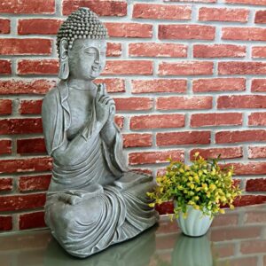 Buda Hindu Grande Tailandês Orando Estátua Em Resina 46cm