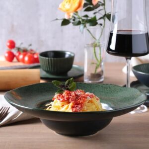 Jogo 4 Pratos De Massa Risoto Chapéu Invertido Verde Arauco Verde Chapéu Invertido Fundo Verde