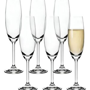 Jogo 6 Taças De Champagne Bohemia Cristal Titanium 220ml